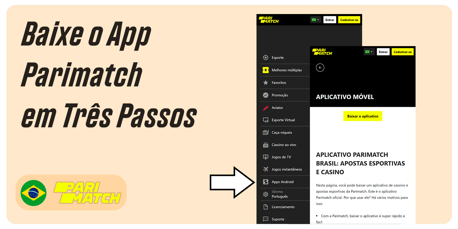 Baixe o App Parimatch (Apk) em Três Passos