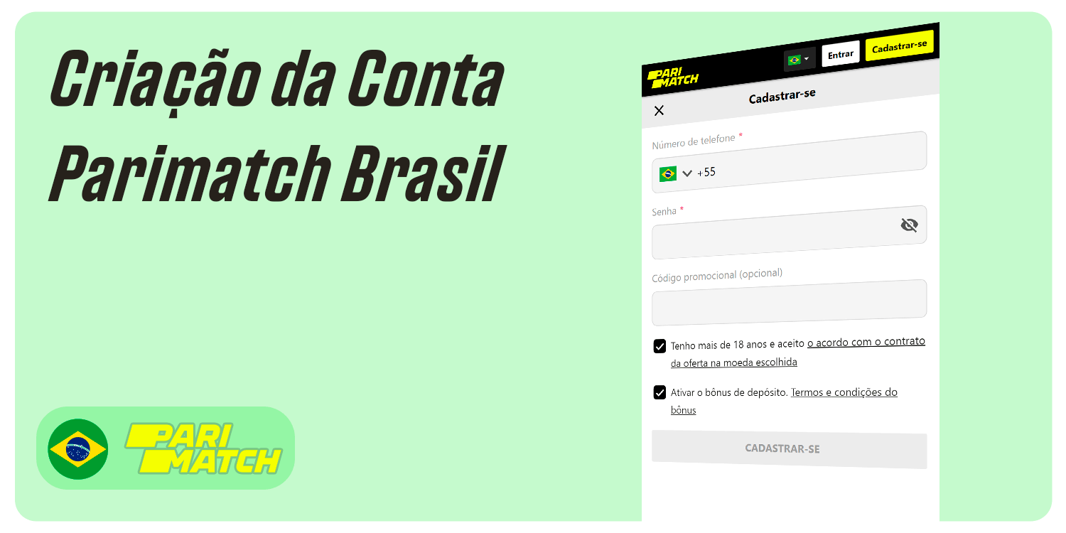 Criação da Conta Parimatch Brasil
